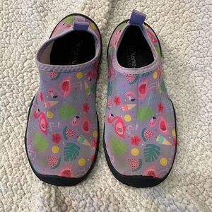 Kids Water Shoes - Flamingo Print on Lavender. Size 1